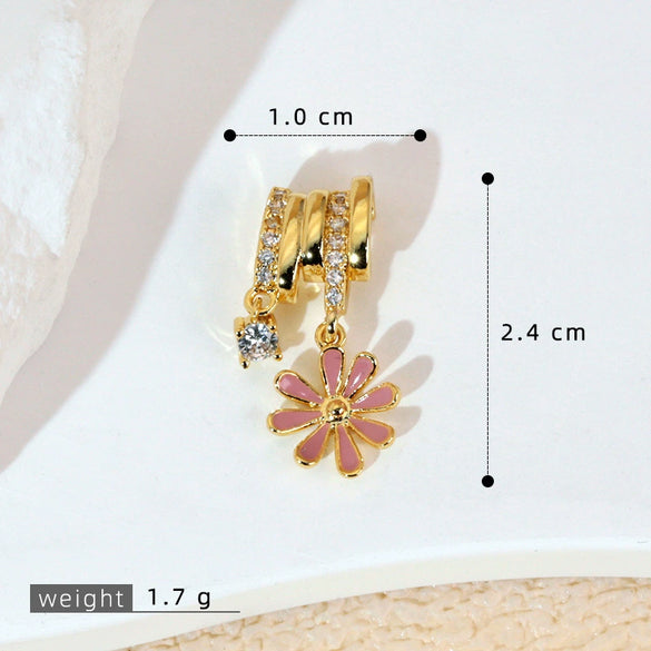 Copper Jewelry Diy Accessories Inlaid Zircon Tassel Spacer Beads Crystal Necklace Bracelet Electroplated Minimalist Plants Flowers Style