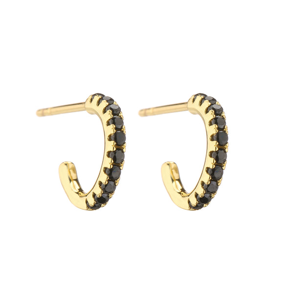 Copper Jewelry Goldplated Artificial Gemstones And Semiprecious Stones Microinlaid Geometric Cshaped Ladies Earrings