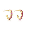 Copper Jewelry Goldplated Artificial Gemstones And Semiprecious Stones Microinlaid Geometric Cshaped Ladies Earrings