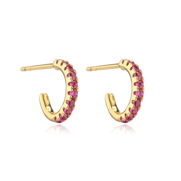 Copper Jewelry Goldplated Artificial Gemstones And Semiprecious Stones Microinlaid Geometric Cshaped Ladies Earrings