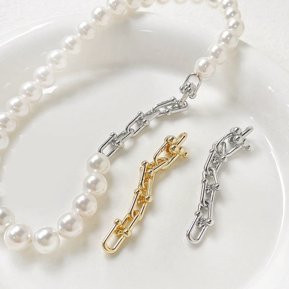 Copper Jewelry Line Pattern Ushaped Chain Electroplated Pearl Beaded Accessories