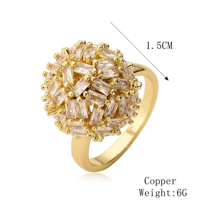 Copper K Gold Plated Elegant Commute Plating Inlay Geometric Zircon Open Rings