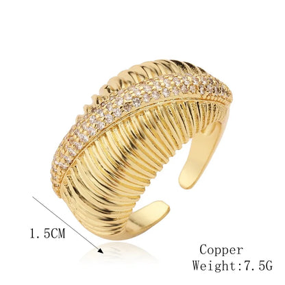 Copper K Gold Plated Elegant Commute Plating Inlay Geometric Zircon Open Rings