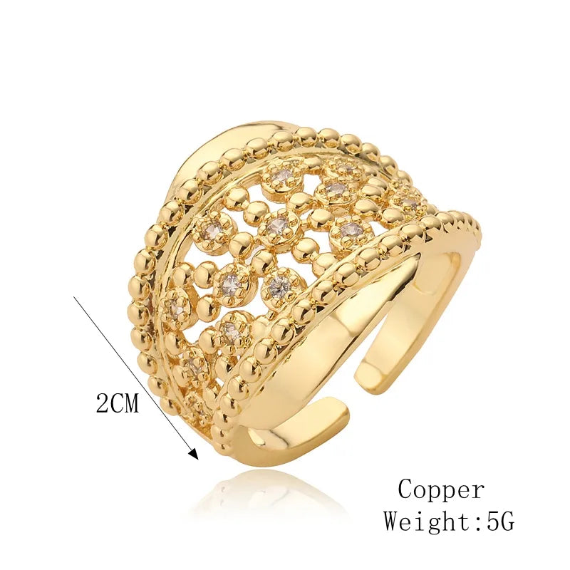 Copper K Gold Plated Elegant Commute Plating Inlay Geometric Zircon Open Rings