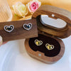 Copper 18K Gold Plated Hollow Heart Shape Women's Simple Allmatch Earrings Set With Diamonds