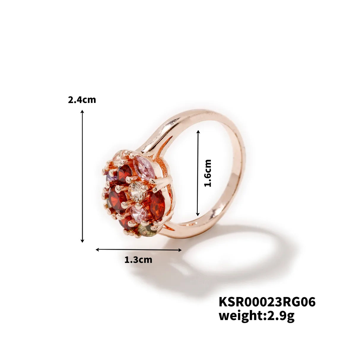 Copper K Gold Plated Inlay Floral Ball Zircon Rings