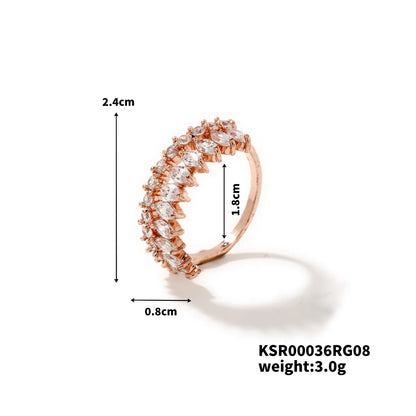 Copper K Gold Plated Inlay Solid Color Zircon Rings