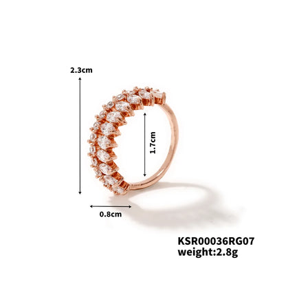 Copper K Gold Plated Inlay Solid Color Zircon Rings