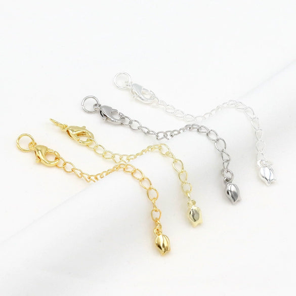 Copper 18K Gold Plated Lobster Buckle With Extended Chain And 14K Gold Tail Chain Handmade Necklace Coil Accessories