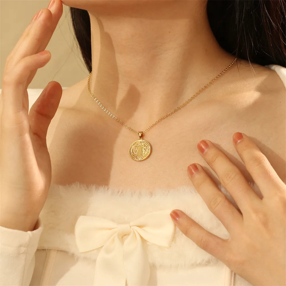 Copper K Gold Plated Plating Round Necklace