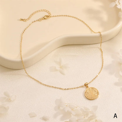 Copper K Gold Plated Plating Round Necklace