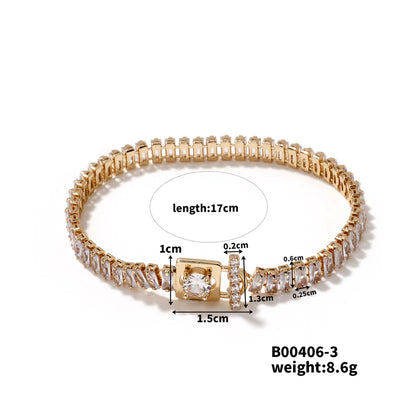 Copper K Gold Plated Rhodium Plated Chain Inlay Lock Head Lock Zircon Bracelets