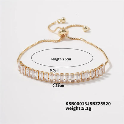 Copper K Gold Plated Rhodium Plated Elegant Shiny Inlay Geometric Zircon Bracelets