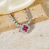 Copper K Gold Plated Rhodium Plated Inlay Heart Shape Zircon Pendant Necklace
