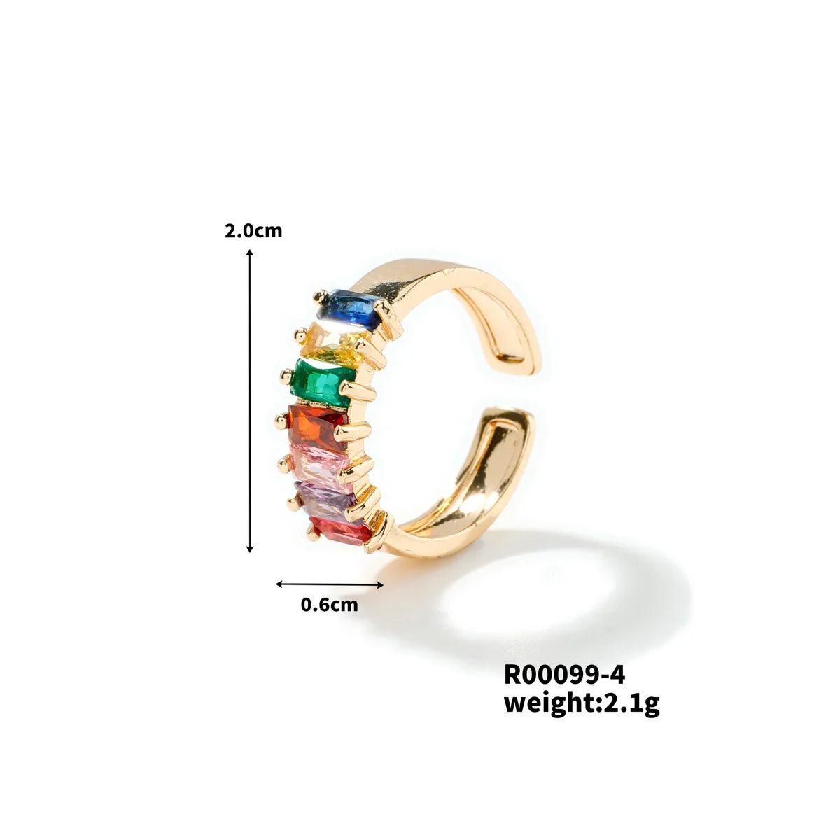 Copper K Gold Plated Rhodium Plated Inlay Round Zircon Open Rings