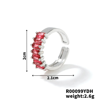 Copper K Gold Plated Rhodium Plated Inlay Round Zircon Open Rings