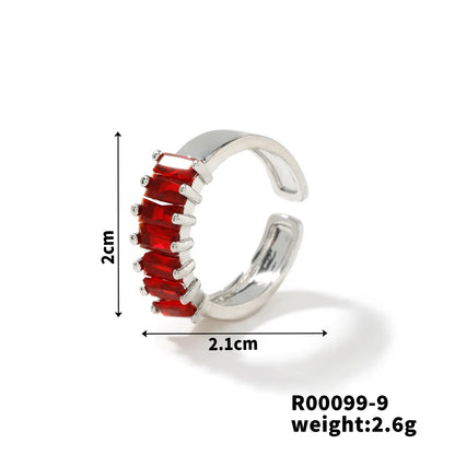 Copper K Gold Plated Rhodium Plated Inlay Round Zircon Open Rings