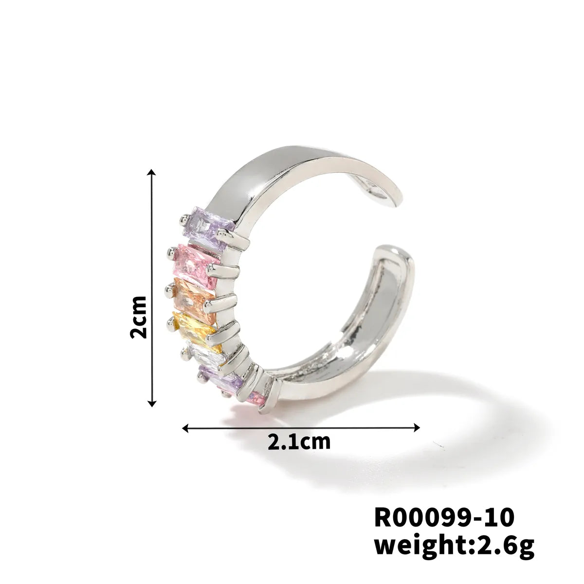 Copper K Gold Plated Rhodium Plated Inlay Round Zircon Open Rings