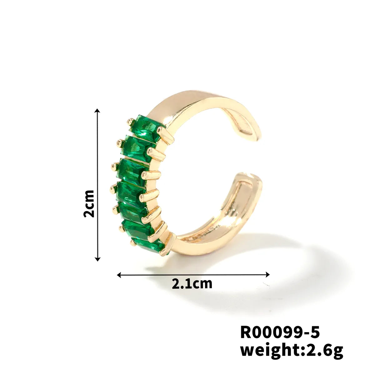 Copper K Gold Plated Rhodium Plated Inlay Round Zircon Open Rings