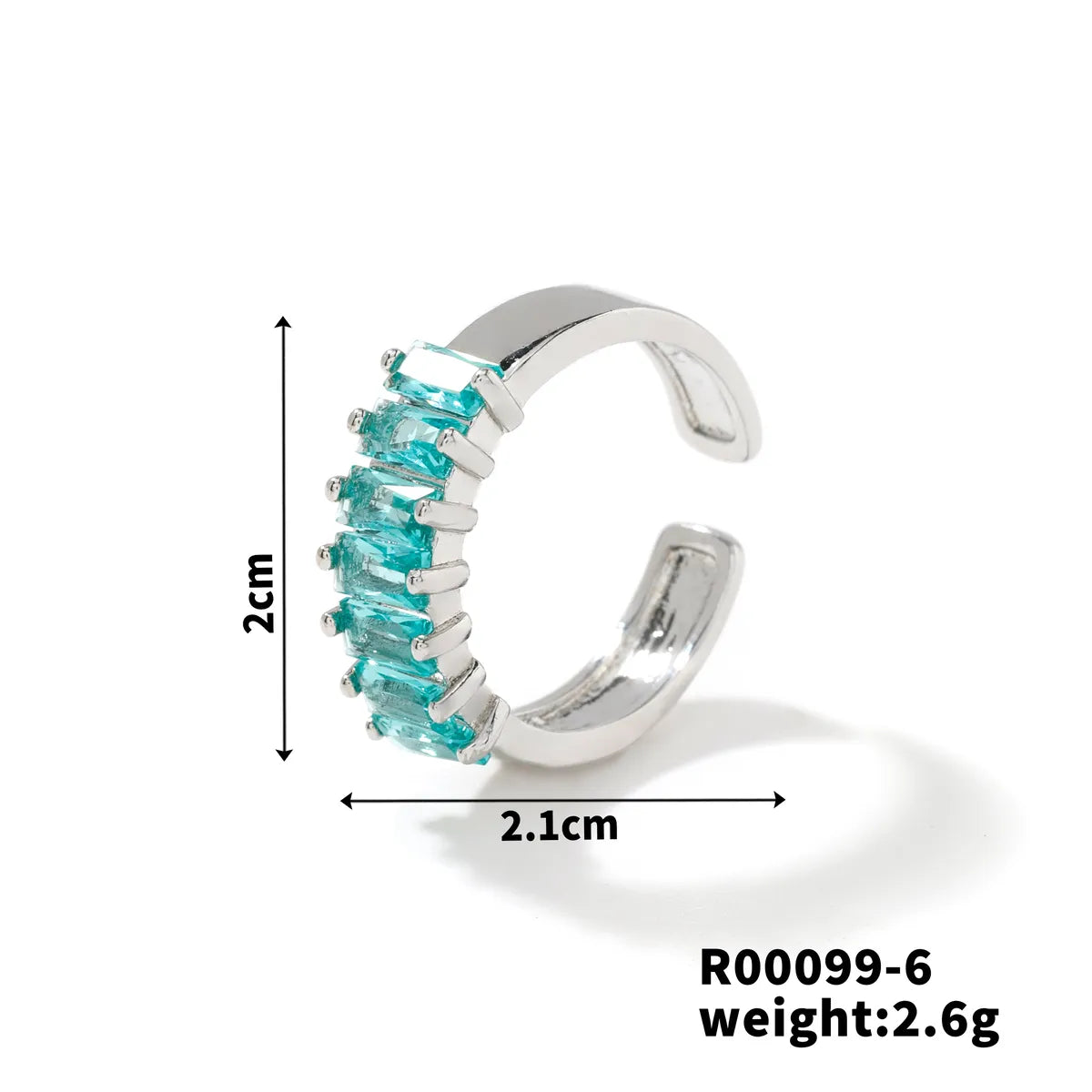 Copper K Gold Plated Rhodium Plated Inlay Round Zircon Open Rings