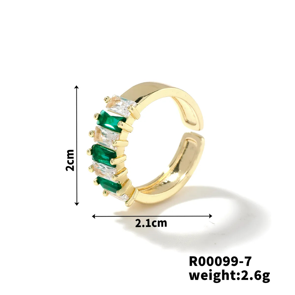 Copper K Gold Plated Rhodium Plated Inlay Round Zircon Open Rings