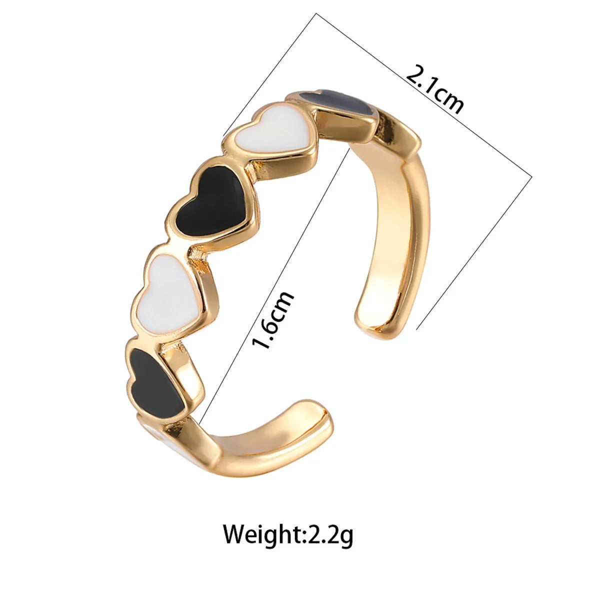 Copper K Gold Plated Vintage Style Enamel Plating Heart Shape Open Rings