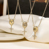 Copper 18K Gold Plated Zircon Cross Pendant Necklace Geometric Simple Women's Fashion Collarbone Chain
