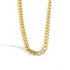 Copper 18K Gold Plated Zircon Rough Cuban Chain Necklace For Women With Geometric Styling