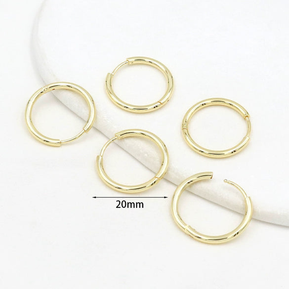 Copper 18K Real Gold Electroplated Coil Circle Earrings Jewelry Accessories