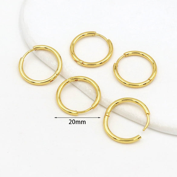Copper 18K Real Gold Electroplated Coil Circle Earrings Jewelry Accessories