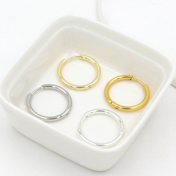 Copper 18K Real Gold Electroplated Coil Circle Earrings Jewelry Accessories
