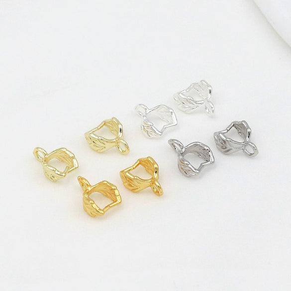 Copper 18K Real Gold Plated Doublesided Leaf Melon Buckle Necklace Pendant Clip Diy Accessory