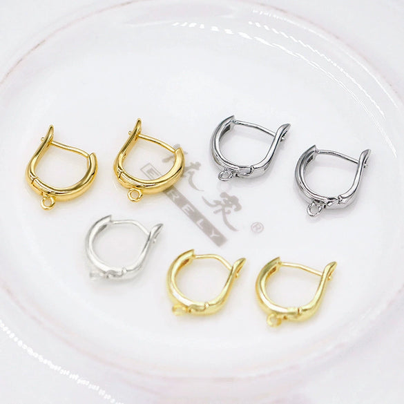 Copper 18K True Gold Plated Round Dshaped Earring Jewelry Accessories Diy Handmade