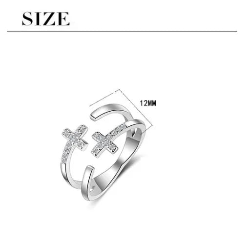 Copper Lady Simple Style Classic Style Inlay Geometric Cross Zircon Open Rings