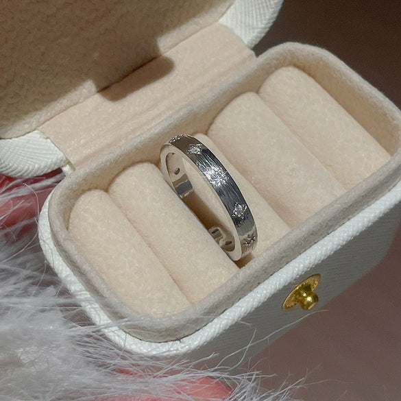 Copper Light Luxury Women's Ring Set With Zirconia Hollow Butterfly Flower Design