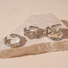 Copper Light Luxury Women's Ring Set With Zirconia Hollow Butterfly Flower Design
