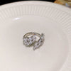 Copper Light Luxury Women's Ring Set With Zirconia Hollow Butterfly Flower Design