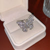 Copper Light Luxury Women's Ring Set With Zirconia Hollow Butterfly Flower Design