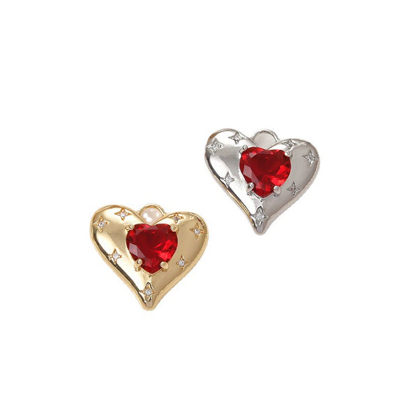 Copper Love Heart Inlaid Zircon Electroplated Pendant Jewelry Accessories