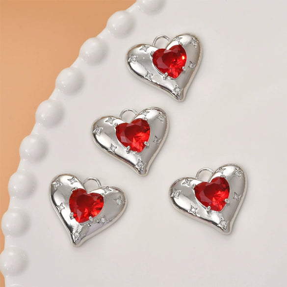 Copper Love Heart Inlaid Zircon Electroplated Pendant Jewelry Accessories
