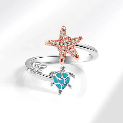 Copper Marine Style Plating Tortoise Starfish Rings