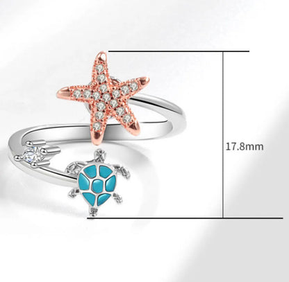 Copper Marine Style Plating Tortoise Starfish Rings