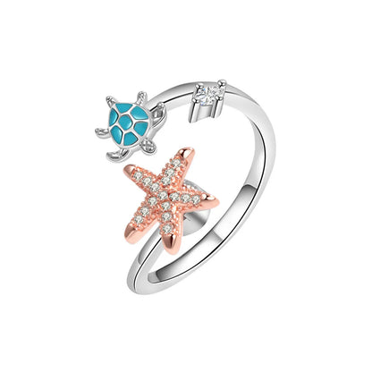 Copper Marine Style Plating Tortoise Starfish Rings