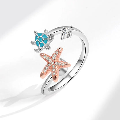 Copper Marine Style Plating Tortoise Starfish Rings