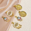 Copper Metal Electroplated Palm And Round Shaped Women's Earrings And Pendant Jewelry With Oil Dripping And Gemstones