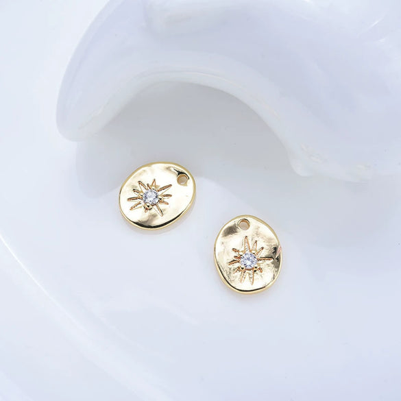 Copper Micro Inlaid Electroplated Gold Water Drop Stone Pendant Charm Smooth Oval Jewelry Accessory For Women