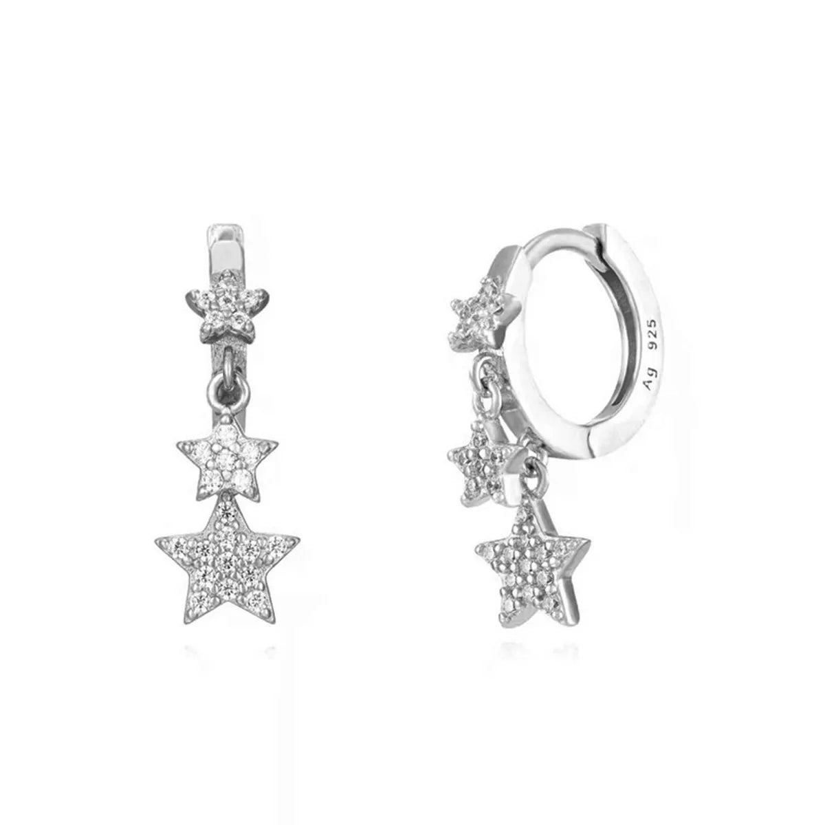 Copper Micro Inlaid Zircon Star Ear Clip Women's Fashion Earrings