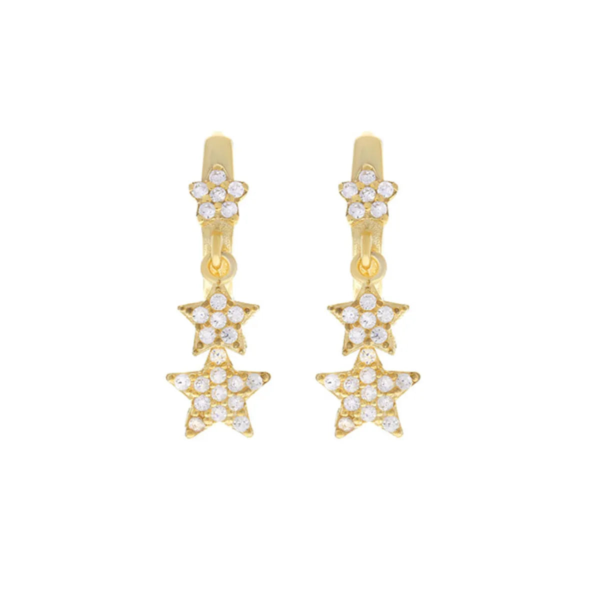 Copper Micro Inlaid Zircon Star Ear Clip Women's Fashion Earrings