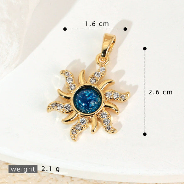 Copper Microinlaid Fantasy Planet Star Sun Moon Constellation Heart Shape Animal Zodiac Electroplated Necklace Pendant