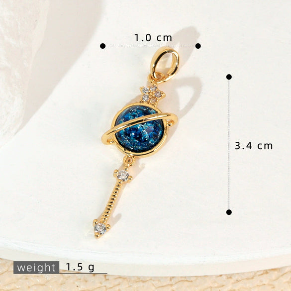 Copper Microinlaid Fantasy Planet Star Sun Moon Constellation Heart Shape Animal Zodiac Electroplated Necklace Pendant